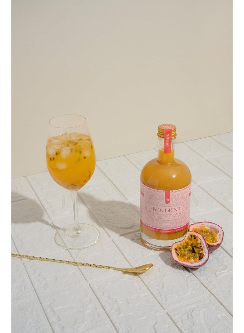 Kick Drink Tropical Ginger Shot with Passion Fruit & Lemon, Cold-Pressed Beverage, 7–16 Servings, No Added Sugar, Vegan, 500ml - Image 2